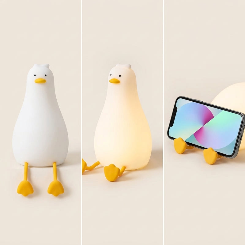Silicone Duck Night Light — Touch Control, Rechargeable, Bendable Legs