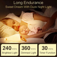 Silicone Duck Night Light — Touch Control, Rechargeable, Bendable Legs