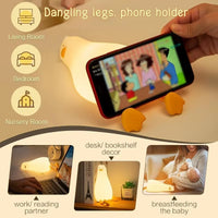 Silicone Duck Night Light — Touch Control, Rechargeable, Bendable Legs